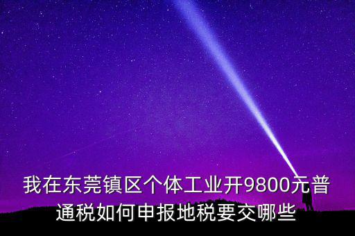 我在東莞鎮(zhèn)區(qū)個(gè)體工業(yè)開(kāi)9800元普通稅如何申報(bào)地稅要交哪些