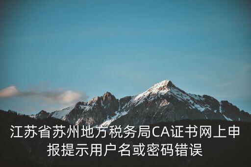 江蘇省蘇州地方稅務(wù)局CA證書網(wǎng)上申報(bào)提示用戶名或密碼錯(cuò)誤