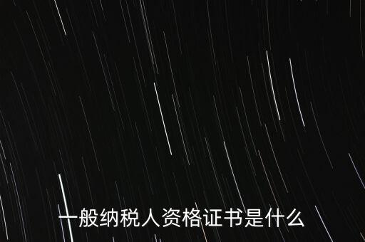 納稅資格證書是什么，一般納稅人資格證什么