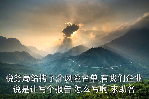 稅務(wù)局給拷了個風(fēng)險名單 有我們企業(yè)說是讓寫個報告 怎么寫啊 求助各