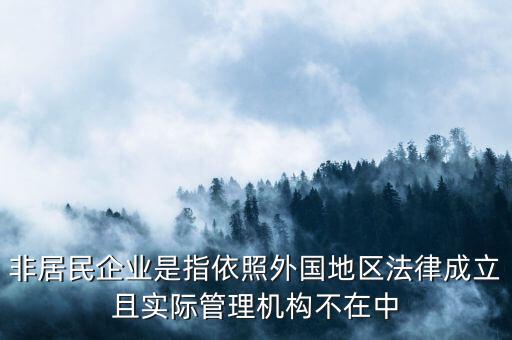 非居民企業(yè)是指依照外國地區(qū)法律成立且實際管理機(jī)構(gòu)不在中