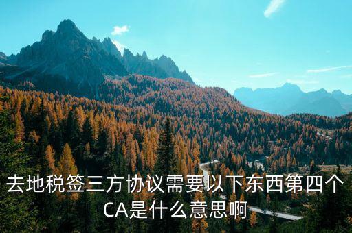 稅務(wù)局ca是什么意思，去地稅簽三方協(xié)議需要以下東西第四個CA是什么意思啊