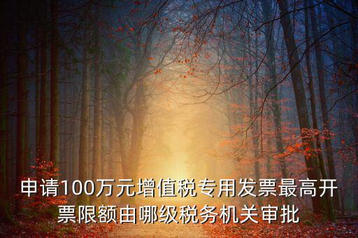 開票額度根據(jù)什么批準(zhǔn)，申請100萬元增值稅專用發(fā)票最高開票限額由哪級稅務(wù)機(jī)關(guān)審批