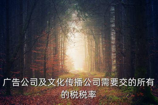 廣告公司交什么稅，廣告公司及文化傳播公司需要交的所有的稅稅率