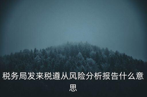 稅務(wù)局發(fā)來稅遵從風(fēng)險分析報告什么意思