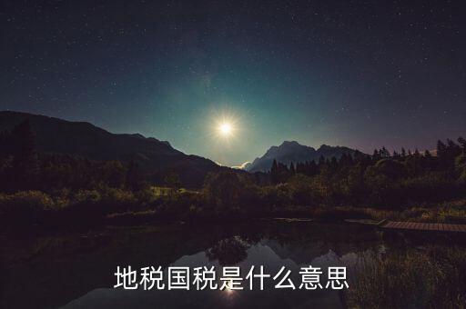 地稅國(guó)稅是什么意思