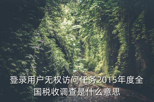 登錄用戶無(wú)權(quán)訪問任務(wù)2015年度全國(guó)稅收調(diào)查是什么意思