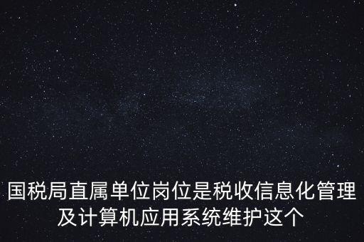 國稅局直屬單位崗位是稅收信息化管理及計算機應(yīng)用系統(tǒng)維護這個