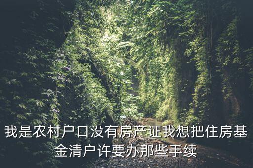 地稅清戶需要什么資料，我是農(nóng)村戶口沒有房產(chǎn)證我想把住房基金清戶許要辦那些手續(xù)