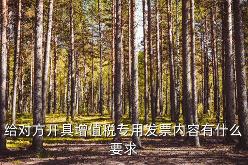 給對方開具增值稅專用發(fā)票內(nèi)容有什么要求