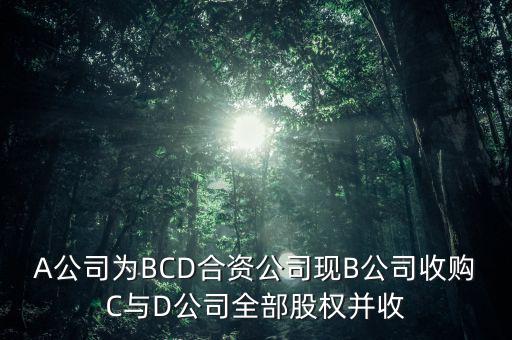 A公司為BCD合資公司現(xiàn)B公司收購(gòu)C與D公司全部股權(quán)并收