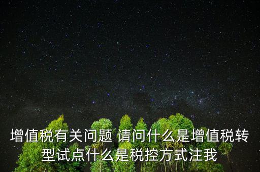 增值稅有關(guān)問題 請(qǐng)問什么是增值稅轉(zhuǎn)型試點(diǎn)什么是稅控方式注我