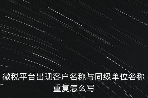 微稅平臺(tái)出現(xiàn)客戶(hù)名稱(chēng)與同級(jí)單位名稱(chēng)重復(fù)怎么寫(xiě)