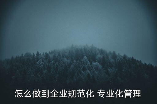 專業(yè)化公司如何管理，專業(yè)化企業(yè)的建議