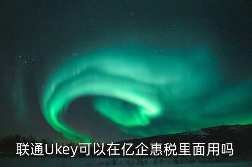 聯(lián)通Ukey可以在億企惠稅里面用嗎