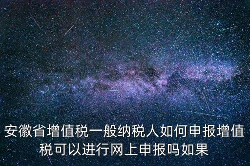 安徽省增值稅一般納稅人如何申報增值稅可以進行網(wǎng)上申報嗎如果