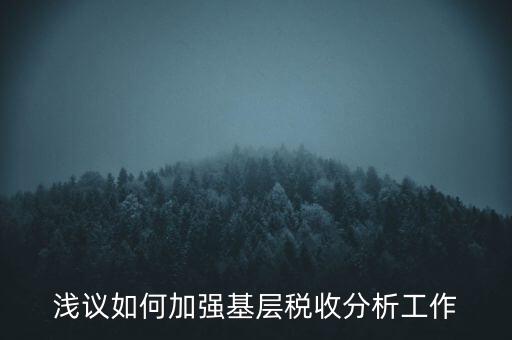 如何搞好稅收科研，淺議如何加強(qiáng)基層稅收分析工作