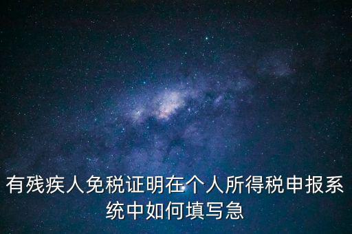 有殘疾人免稅證明在個(gè)人所得稅申報(bào)系統(tǒng)中如何填寫急