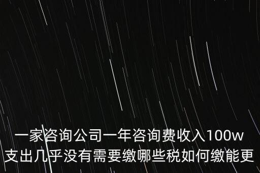 一家咨詢(xún)公司一年咨詢(xún)費(fèi)收入100w支出幾乎沒(méi)有需要繳哪些稅如何繳能更