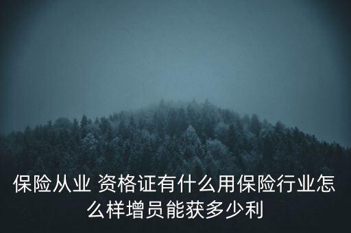 保險從業(yè) 資格證有什么用保險行業(yè)怎么樣增員能獲多少利