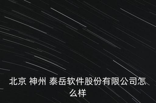 北京 神州 泰岳軟件股份有限公司怎么樣