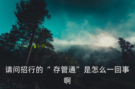 請(qǐng)問(wèn)招行的“ 存管通”是怎么一回事啊