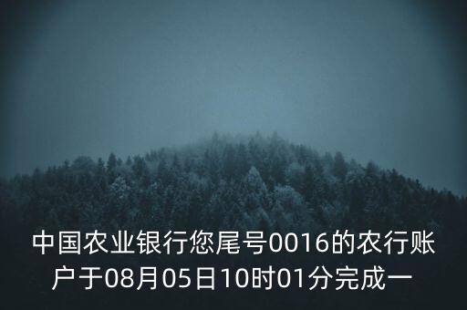 中國農業(yè)銀行您尾號0016的農行賬戶于08月05日10時01分完成一