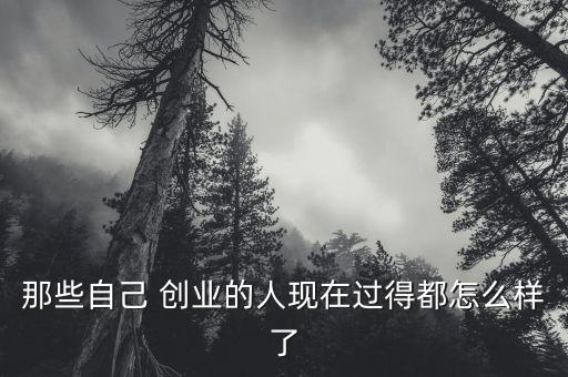 那些自己 創(chuàng)業(yè)的人現(xiàn)在過得都怎么樣了