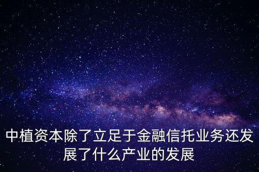 中植資本除了立足于金融信托業(yè)務還發(fā)展了什么產業(yè)的發(fā)展