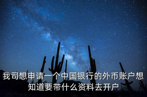 我司想申請一個中國銀行的外幣賬戶想知道要帶什么資料去開戶