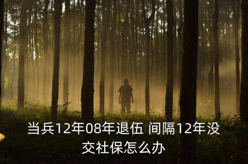 當(dāng)兵12年08年退伍 間隔12年沒交社保怎么辦