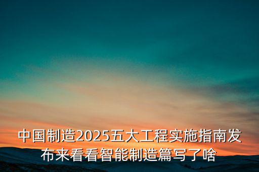 中國(guó)制造2025五大工程實(shí)施指南發(fā)布來(lái)看看智能制造篇寫了啥