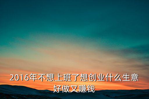 2016年什么生意好做賺錢，2016年不想上班了想創(chuàng)業(yè)什么生意好做又賺錢