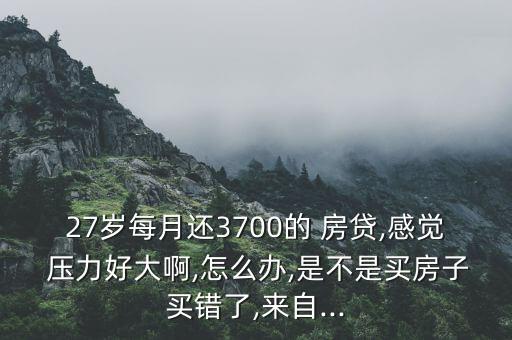 27歲每月還3700的 房貸,感覺 壓力好大啊,怎么辦,是不是買房子買錯(cuò)了,來自...