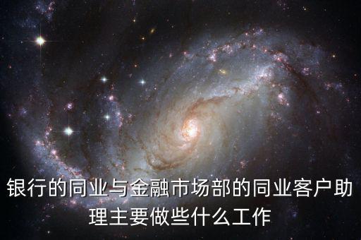 銀行的同業(yè)與金融市場部的同業(yè)客戶助理主要做些什么工作