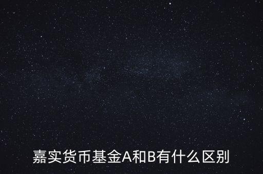 嘉實貨幣基金A和B有什么區(qū)別