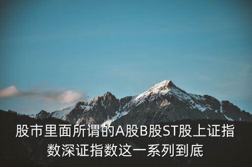 股市里面所謂的A股B股ST股上證指數(shù)深證指數(shù)這一系列到底