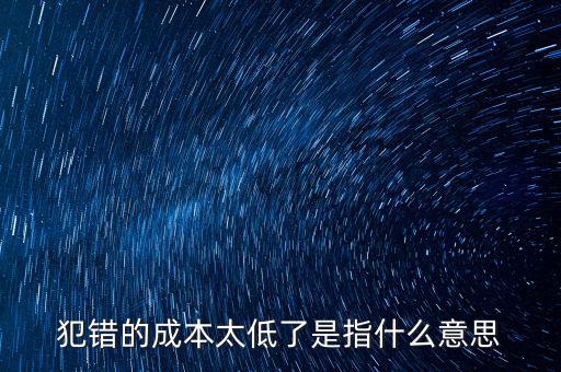 犯錯的成本太低了是指什么意思