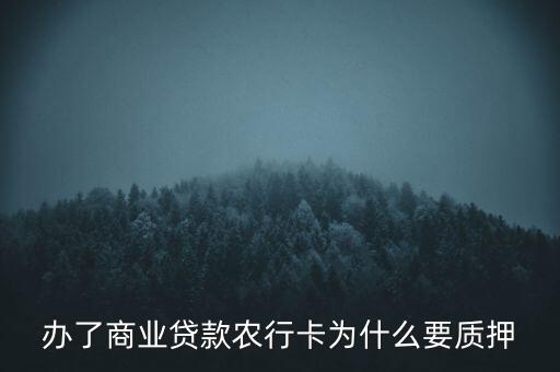 辦了商業(yè)貸款農(nóng)行卡為什么要質(zhì)押