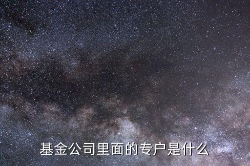 基金公司里面的專戶是什么