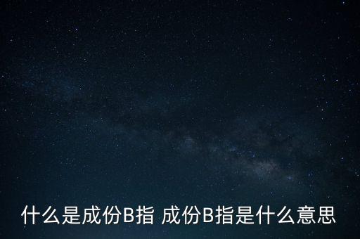 什么是成份B指 成份B指是什么意思