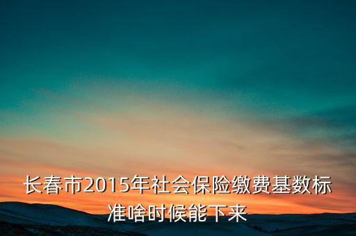 長春市2015年社會保險繳費基數(shù)標準啥時候能下來