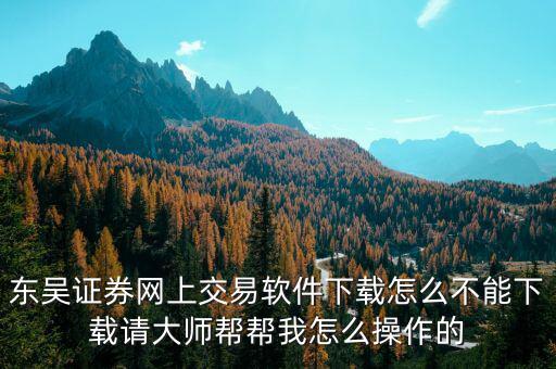 東吳證券網(wǎng)上交易軟件下載怎么不能下載請大師幫幫我怎么操作的