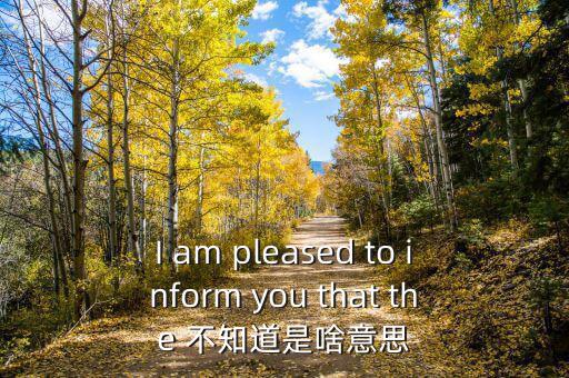 I am pleased to inform you that the 不知道是啥意思