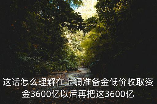 這話怎么理解在上調(diào)準(zhǔn)備金低價(jià)收取資金3600億以后再把這3600億