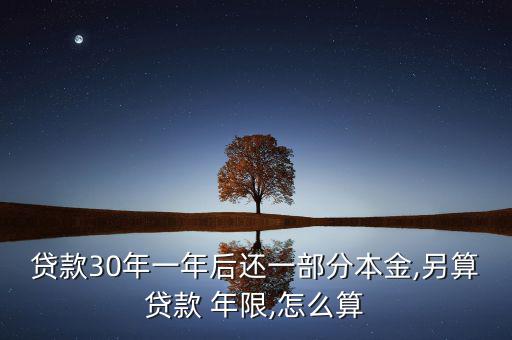 貸款30年一年后還一部分本金,另算貸款 年限,怎么算