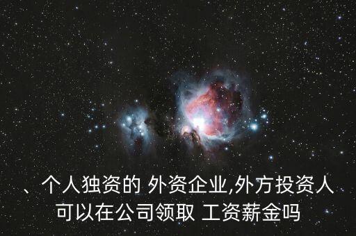 、個(gè)人獨(dú)資的 外資企業(yè),外方投資人可以在公司領(lǐng)取 工資薪金嗎