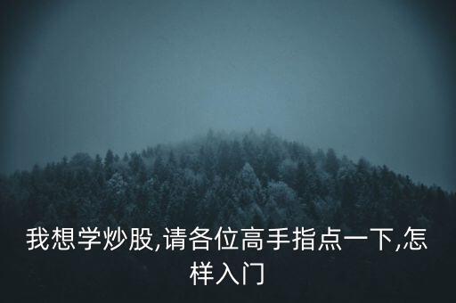 我想學(xué)炒股,請各位高手指點(diǎn)一下,怎樣入門