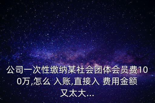 公司一次性繳納某社會團(tuán)體會員費100萬,怎么 入賬,直接入 費用金額又太大...