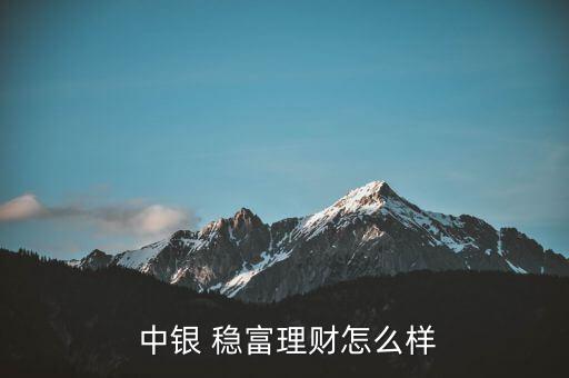  中銀 穩(wěn)富理財怎么樣